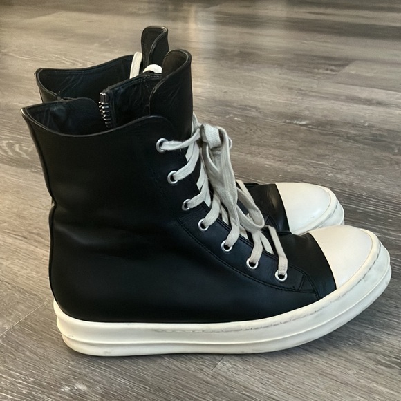 RICK OWENS rubber toecap high-top sneakers. Made in Italy 100% Calf leather - Picture 3 of 10